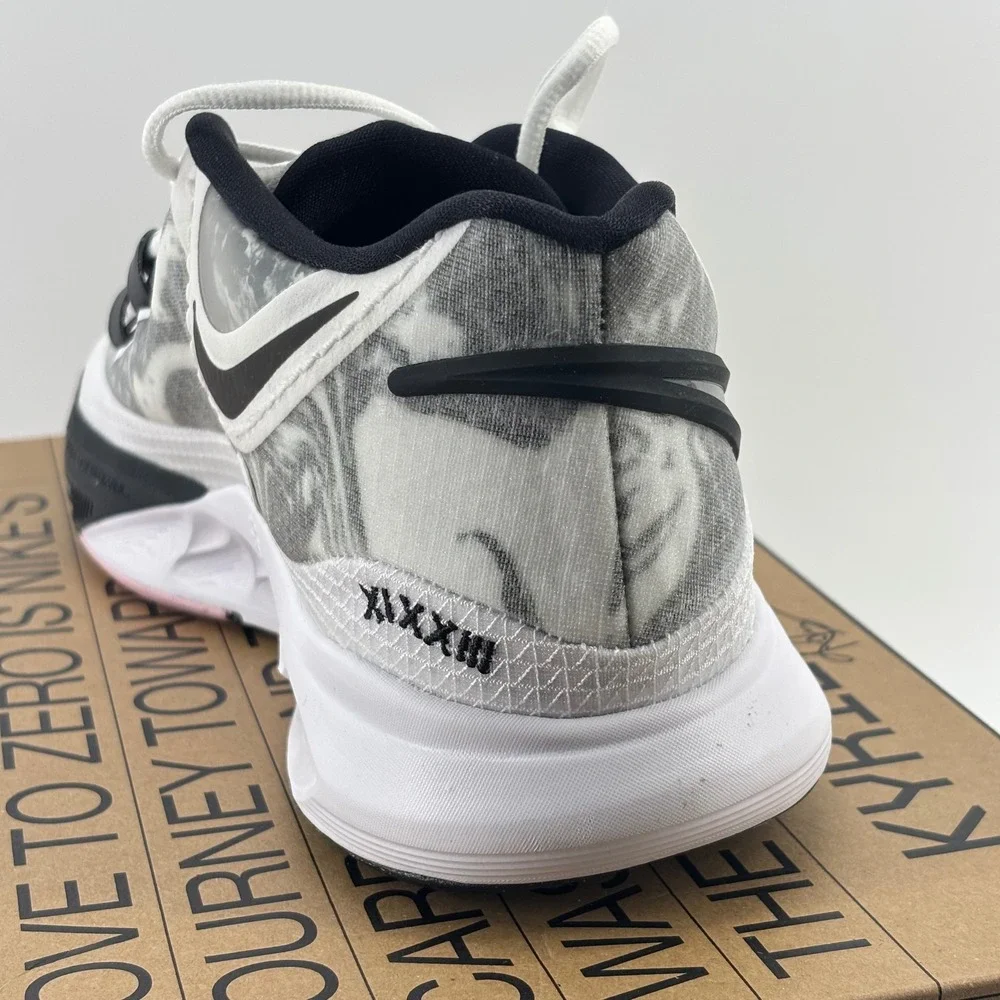 Nike Kyrie Low 5 Mens 13 White Black Marble DJ6012-101 Basketball Sneakers